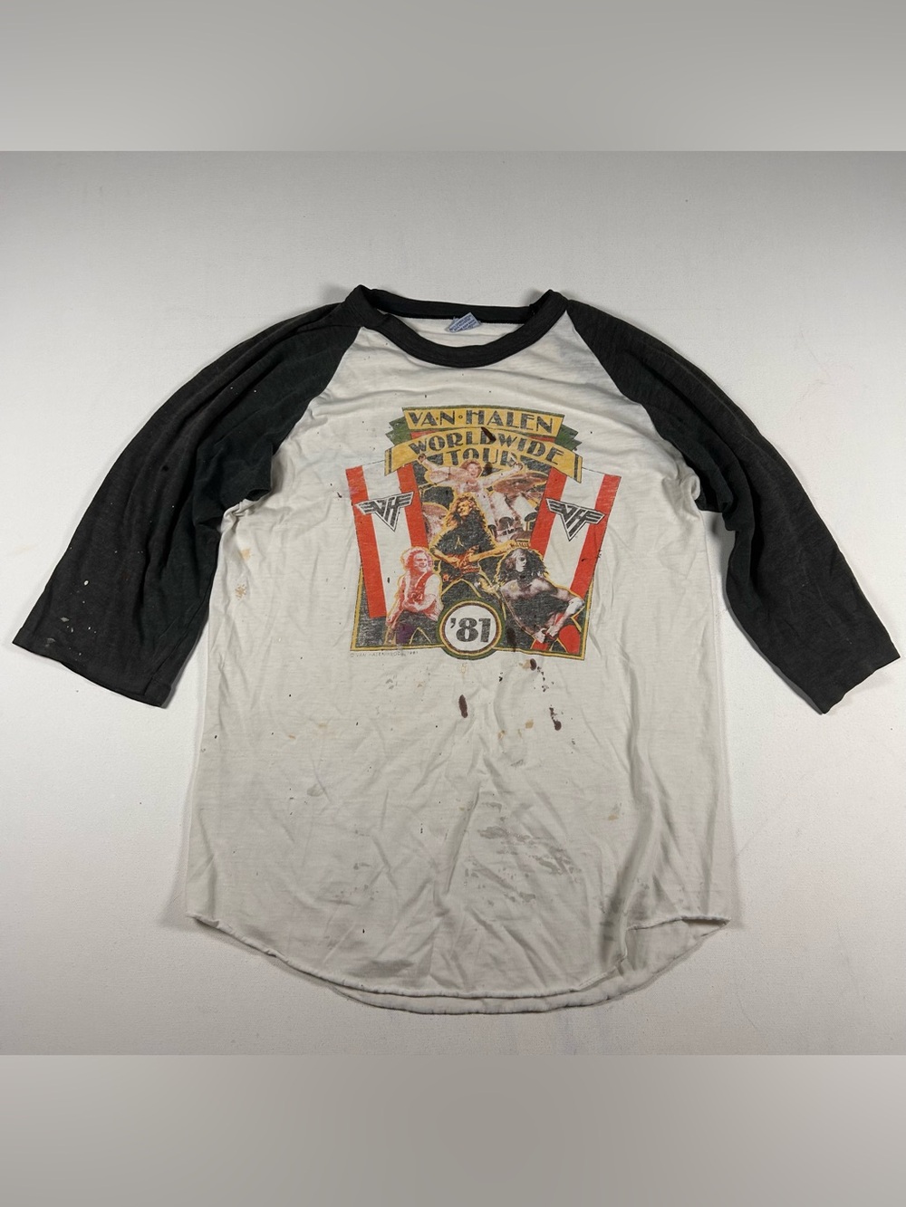 Vintage Van Halen Raglan Shirt Mens The Knits Tag L Fits: Medium World Tour 1981